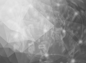 Abstract composite graphic of voronoi triangles over a city with highlighted hotspots